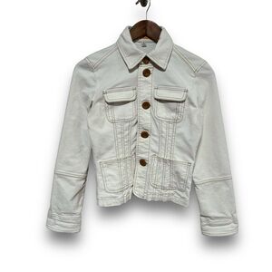 Anthropologie Tulle‎ Cream Corduroy Fitted Outerwear Jacket Size Small 17 x 20